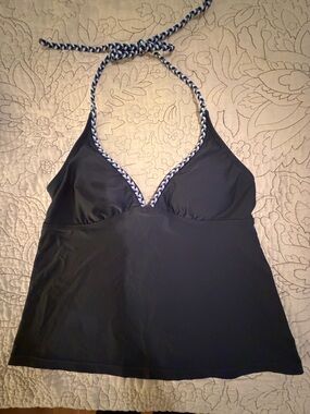 Mossimo navy blue halter swim top size L